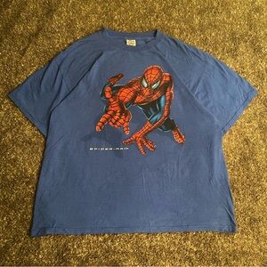 Vintage 2002 Y2K Spider-Man Movie Promo T-Shirt Puff
Print Blue Size XL